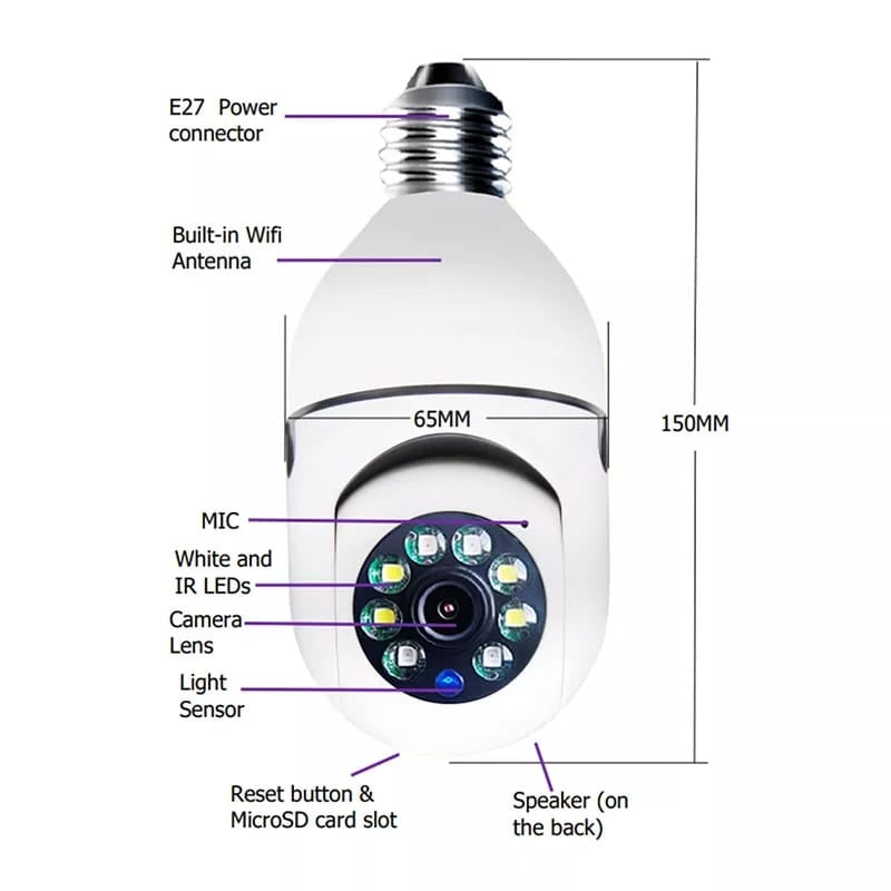 Mini IP Câmera Wifi sem fio visão noturna microfone auto falante acesso remoto aplicativo