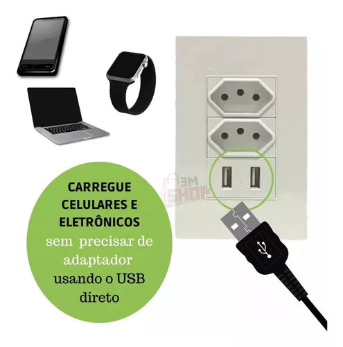 Tomada De Parede Usb 4x2 Universal Bivolt Carregador Turbo