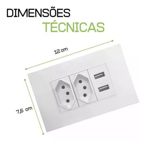 Tomada De Parede Usb 4x2 Universal Bivolt Carregador Turbo