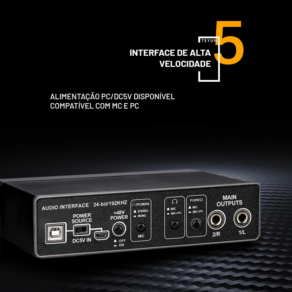 TEYUN Q-22 Audio Interface Profissional Para Estúdio