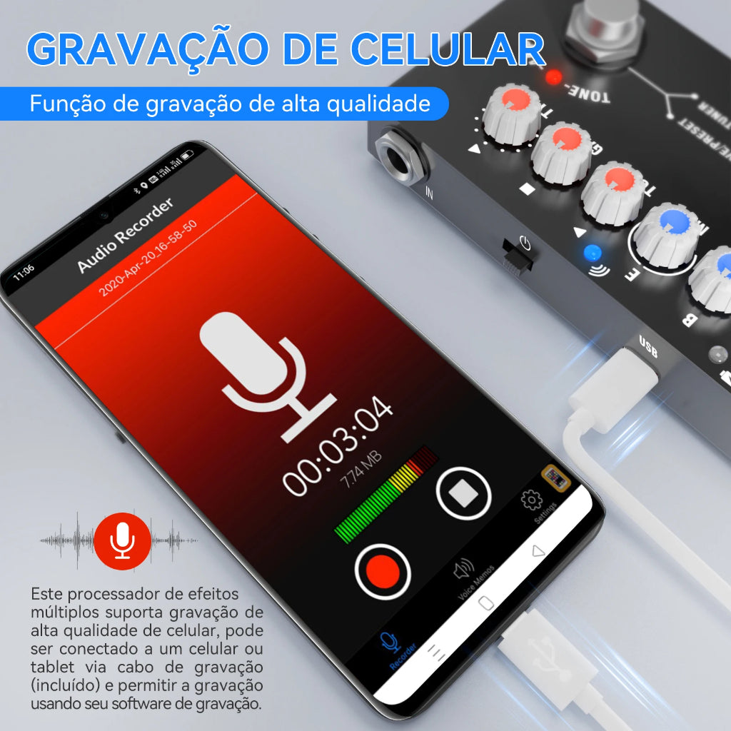 Cuvave Cube BEBÉ Portátil Multi Efeitos Pedal Para Guitarra Acústica Elétrica Gravação Interface Áudio Função Cuvave Pedal