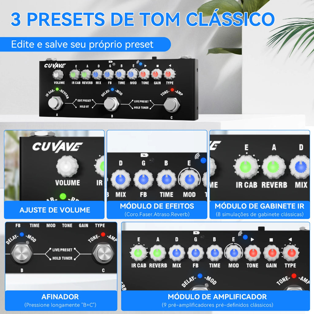 Cuvave Cube BEBÉ Portátil Multi Efeitos Pedal Para Guitarra Acústica Elétrica Gravação Interface Áudio Função Cuvave Pedal