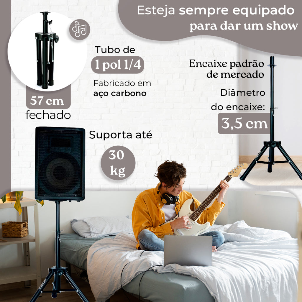 Kit 2 Suporte Tripé Pedestal Para Caixa De Som Acústica Ibox