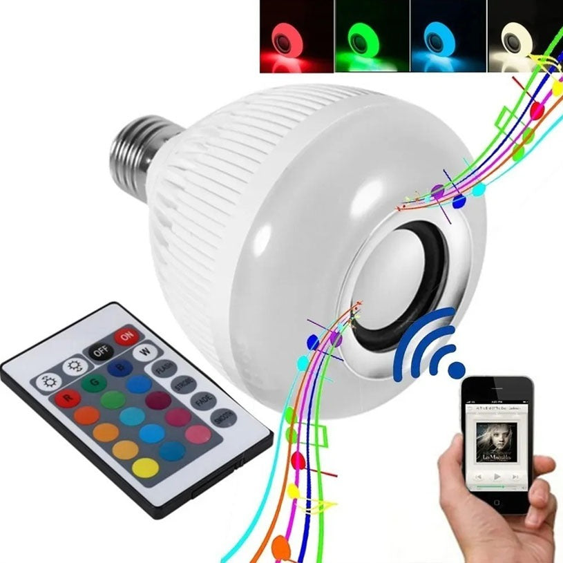 Lampada Bluetooth Led Caixa De Som C Controle Rgb 12W