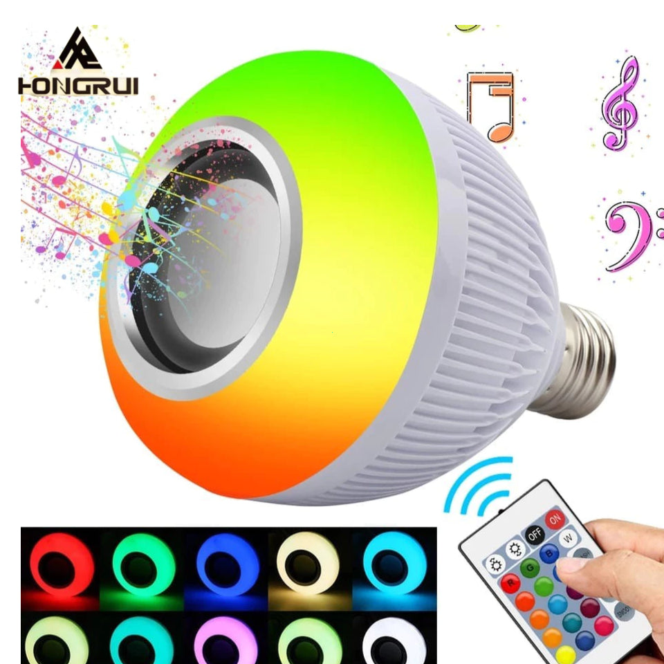 Lampada Bluetooth Led Caixa De Som C Controle Rgb 12W