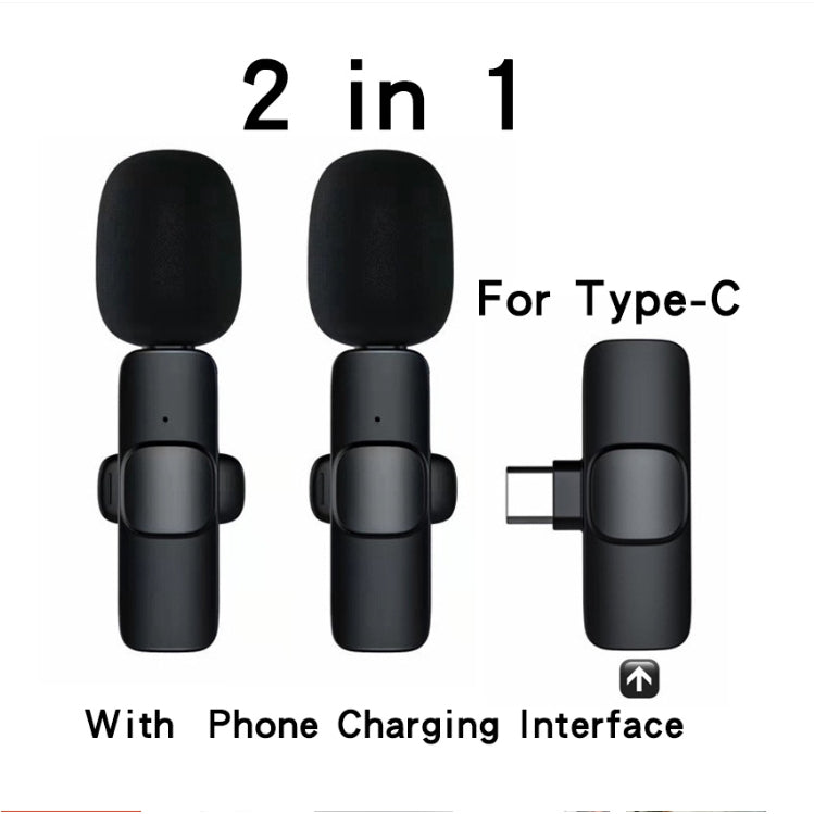 Microfone Sem Fio De Lapela Bluetooth Áudio Celular P/ IPHONE E TIPO C