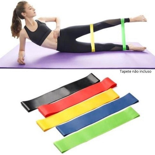 Kit 11 Extensor Elástico Treino Em Casa + Kit 5 Mini Band Para Exercícios Multifuncional Yoga Fisioterapia e Treino